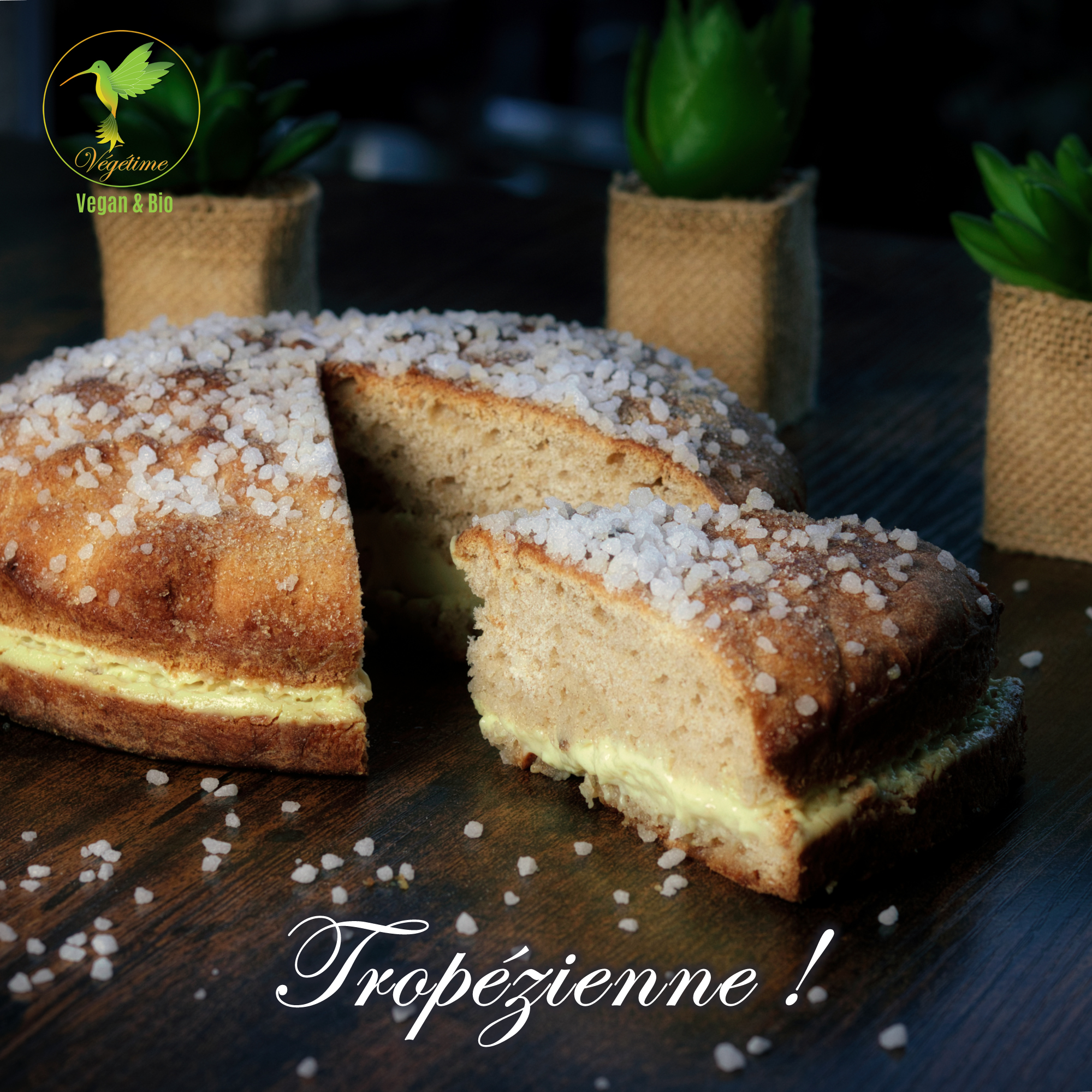 Tropézienne recette vegan pâtisserie végétale cote d'azur VEGETIME